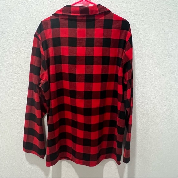 Mens Red Buffalo Check Plaid Button Up Shirt L - Picture 2 of 2